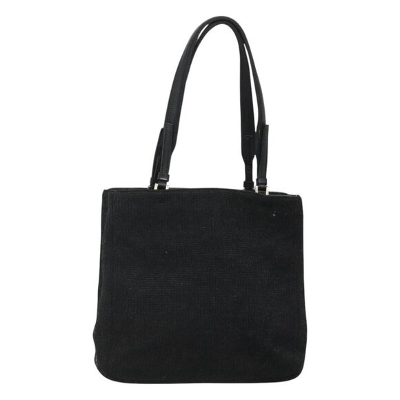 PRADA Hand Bag knitted Fabrics Black Silver Auth mr1181 - Picture 1 of 16